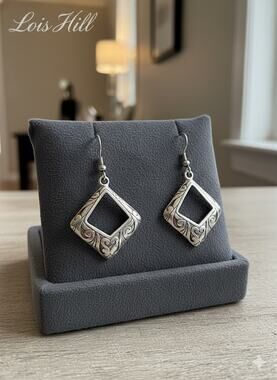 Lois Hill Sterling Silver Earrings Detailed Scroll Work